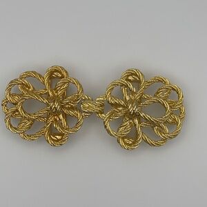 Vintage Signed Mimi Di N Knotted Rope Gold Tone Belt Buckle 2pcs Interlocking